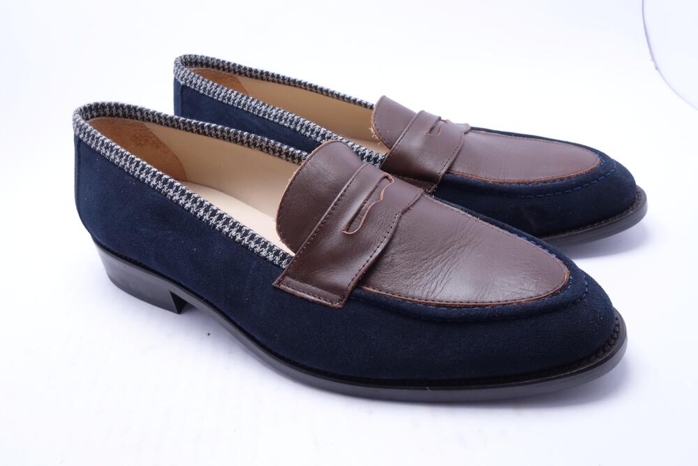 Hockerty Shoes Mens Size 9 Blue Suede Penny Loafers Slip On Made In Spain